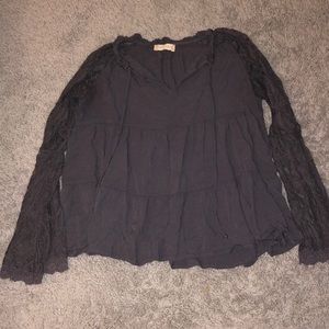 Altr'd State Grey Ruffled Lace Top